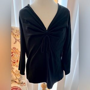 Banana Republic Ruched Knit 3/4 sleeve Black Sweater, Sz L